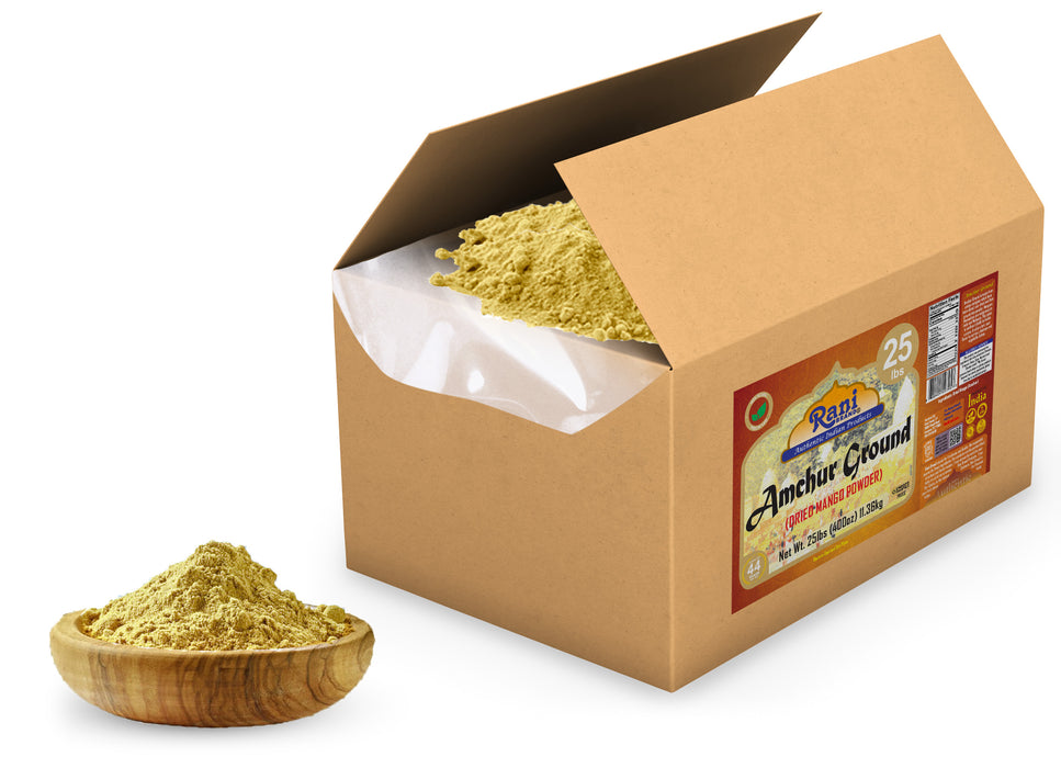 Rani Amchur (Mango) Ground Powder Spice 400oz (25lbs) 11.36kg Bulk Box ~ All Natural, Indian Origin | No Color | Gluten Friendly | Vegan | NON-GMO | Kosher  | No Salt or fillers