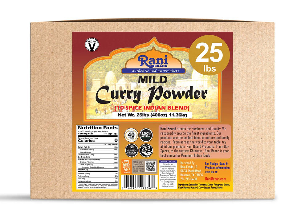 Rani Curry Powder Mild Natural 10-Spice Blend 400oz (25lbs) 11.36kg Bulk Box ~ Salt Free | NO Chili or Peppers | Vegan | No Colors | Gluten Friendly