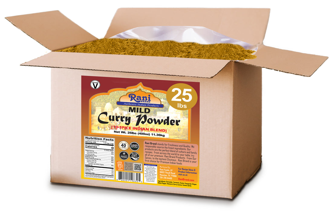 Rani Curry Powder Mild Natural 10-Spice Blend 400oz (25lbs) 11.36kg Bulk Box ~ Salt Free | NO Chili or Peppers | Vegan | No Colors | Gluten Friendly