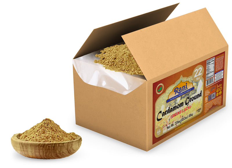 Rani Cardamom (Elachi) Ground, Powder Indian Spice 352oz (22lbs) 10kg Bulk Box ~ All Natural | No Color Added | Gluten Friendly | Vegan | NON-GMO | Kosher | No Salt or Fillers