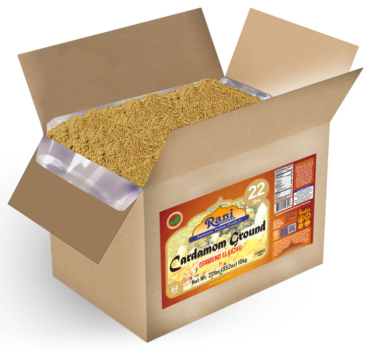 Rani Cardamom (Elachi) Ground, Powder Indian Spice 352oz (22lbs) 10kg Bulk Box ~ All Natural | No Color Added | Gluten Friendly | Vegan | NON-GMO | Kosher | No Salt or Fillers