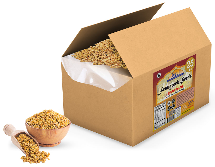 Rani Fenugreek (Methi) Seeds Whole 400oz (25lbs) 11.36kg Bulk Box, Trigonella foenum graecum ~ All Natural | Vegan | Gluten Friendly | Non-GMO