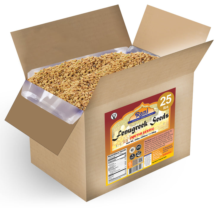 Rani Fenugreek (Methi) Seeds Whole 400oz (25lbs) 11.36kg Bulk Box, Trigonella foenum graecum ~ All Natural | Vegan | Gluten Friendly | Non-GMO