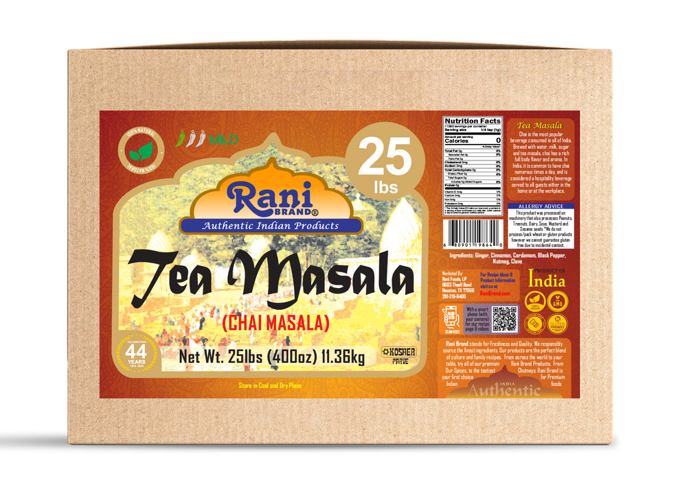 Rani Tea (Chai) Masala Indian Spice Blend 400oz (25lbs) 11.36kg Bulk Box ~ All Natural | Vegan | Gluten Friendly | Kosher | Salt & Sugar Free
