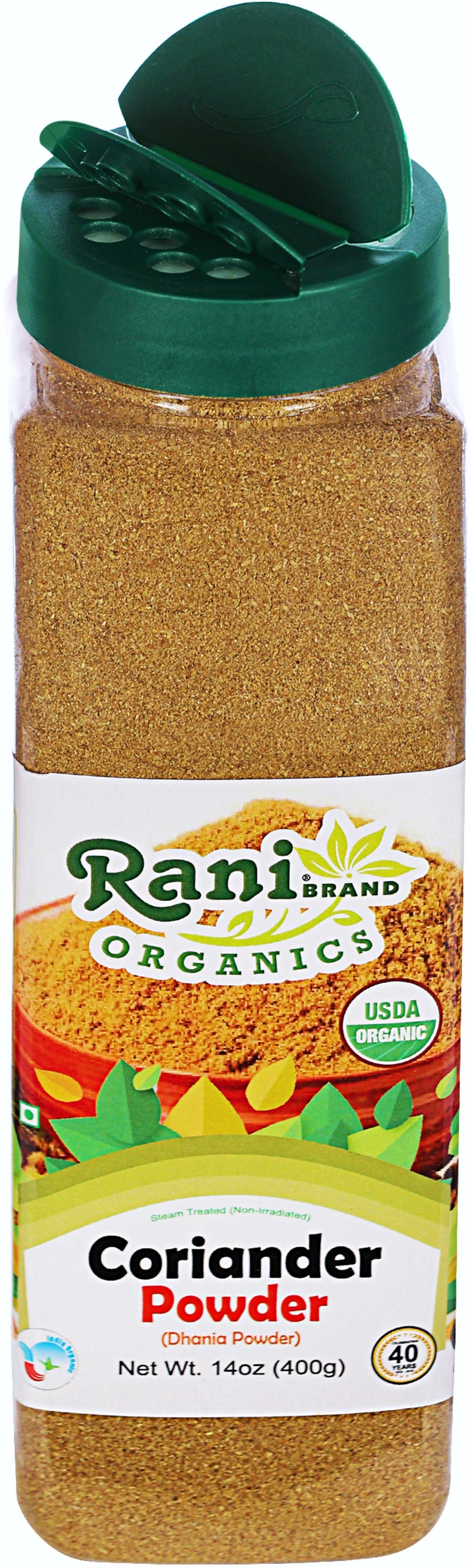 Rani Organic Coriander Powder (Dhania Powder) 14oz (400g) PET Jar ~ All Natural | Vegan | Gluten Friendly | Indian Origin | USDA Certified Organic
