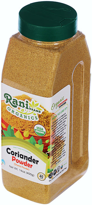 Rani Organic Coriander Powder (Dhania Powder) 14oz (400g) PET Jar ~ All Natural | Vegan | Gluten Friendly | Indian Origin | USDA Certified Organic