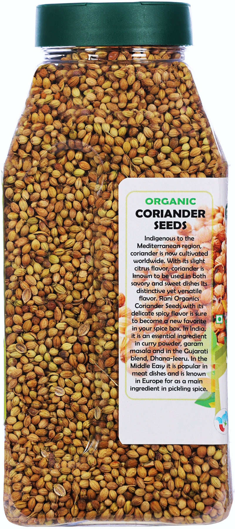 Rani Organic Coriander Seeds Whole (Dhania Sabut) 9oz (255g) PET Jar ~ All Natural | Vegan | Gluten Friendly | Indian Origin | USDA Certified Organic