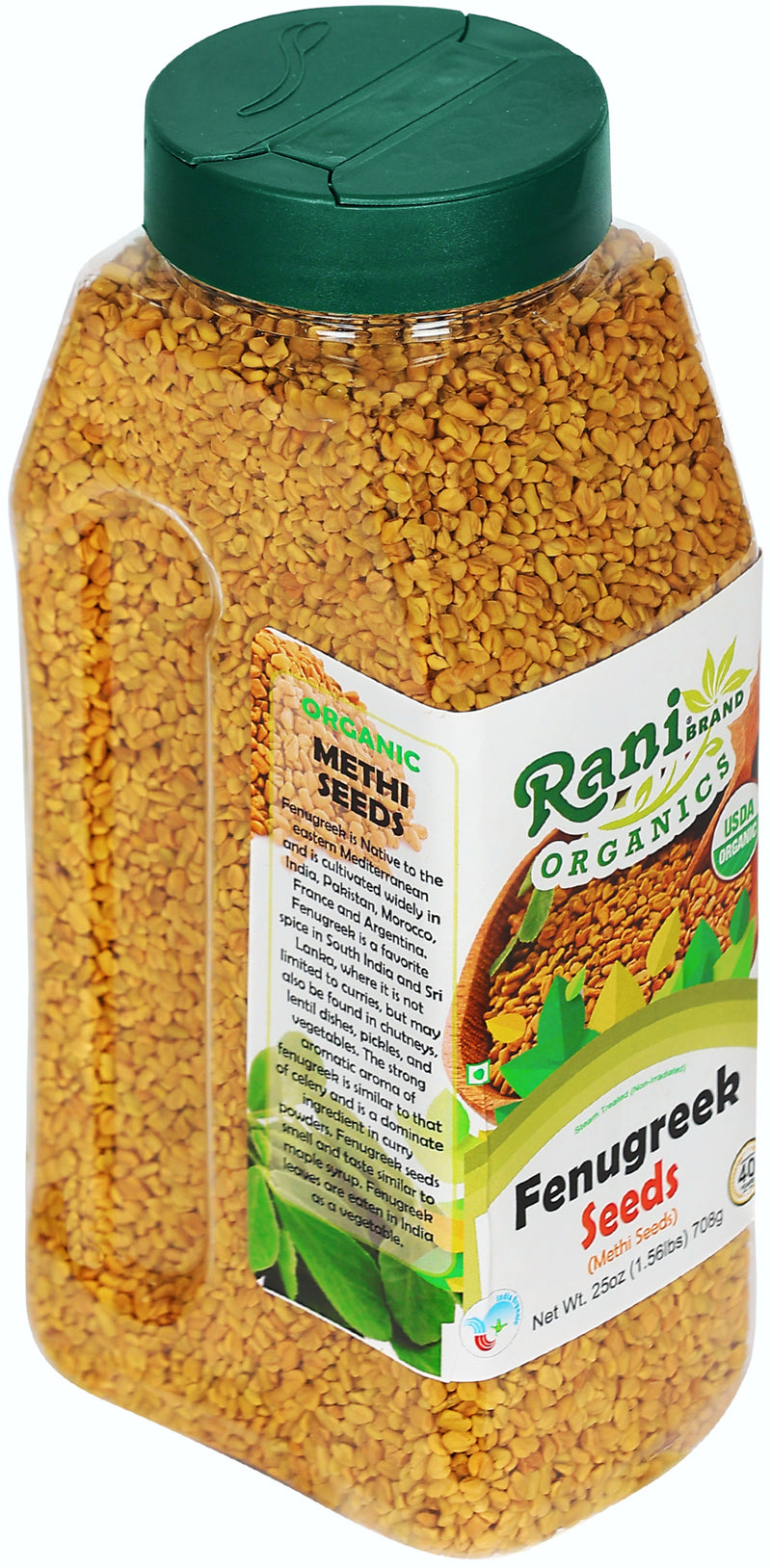 Rani Organic Fenugreek (Methi) Seeds Whole 25oz (1.56lbs) 708g PET Jar, Trigonella Foenum Graecum ~ All Natural | USDA Certified Organic