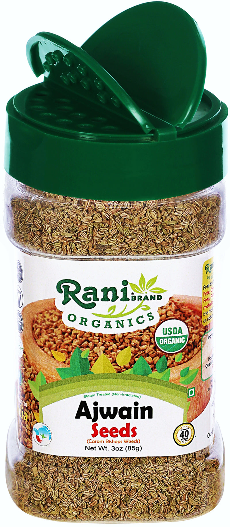Rani Organic Ajwain Seeds (Carom Bishops Weed) Whole Indian Spice 3oz (85g) PET Jar ~ All Natural | Vegan | Gluten Friendly | USDA Certified Organic