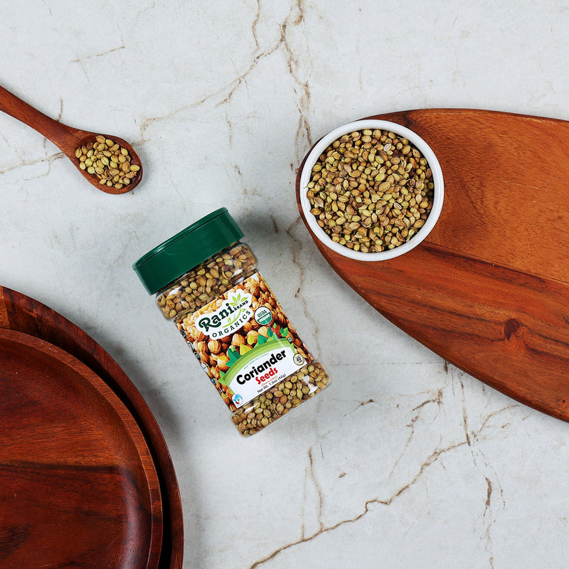 Rani Organic Coriander Seeds Whole (Dhania Sabut) 1.5oz (42g) PET Jar ~ All Natural | Vegan | Gluten Friendly | Indian Origin | USDA Certified Organic
