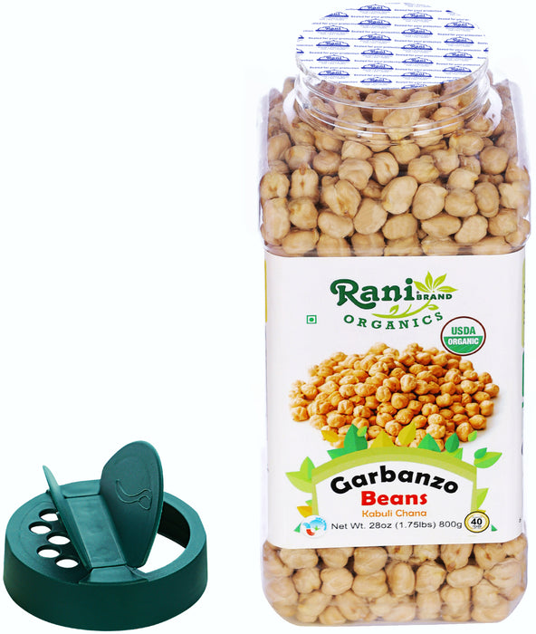 Rani Organic Garbanzo Beans (Kabuli Chana) 28oz (800g) PET Jar ~ All Natural | Vegan | Gluten Friendly | NON-GMO | USDA Certified Organic