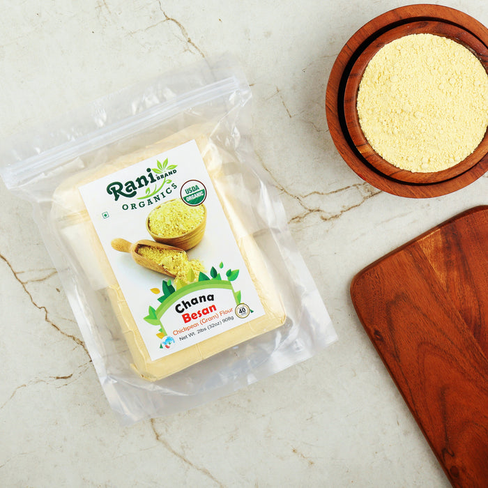 Rani Organic Chana Besan - Chickpeas (Gram) Flour 32oz (2lbs) ~ All Natural | Gluten Friendly | NON-GMO | Indian Origin | USDA Certified Organic