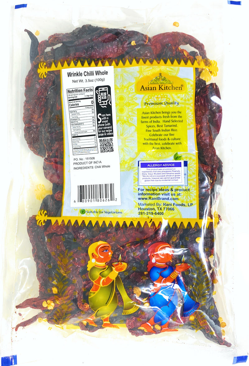 Asian Kitchen Wrinkled Chillies Whole {3 Sizes Available}