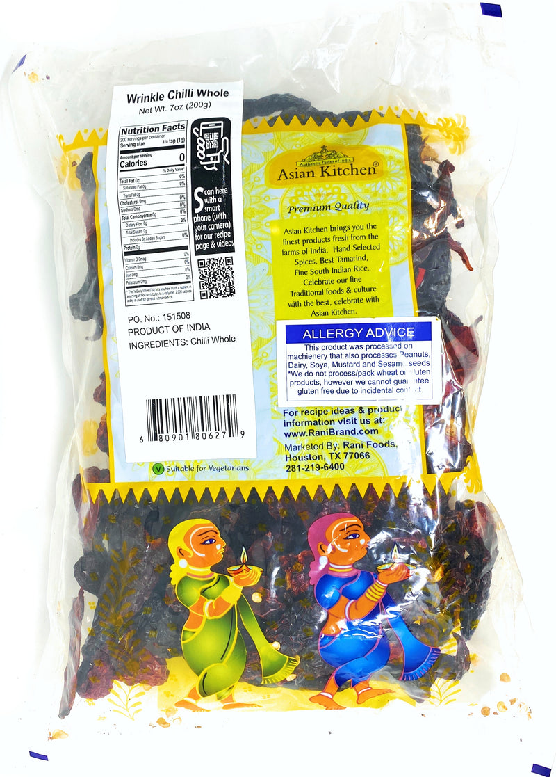 Asian Kitchen Wrinkled Chillies Whole {3 Sizes Available}