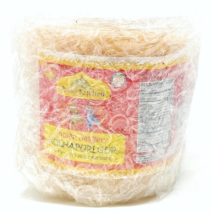 Asian Kitchen Kolhapuri Gur (Jaggery) 17.5oz (1.1lbs) 500g PET Jar ~ Unrefined Cane Sugar | No Color added | Gluten Friendly | Vegan | NON-GMO