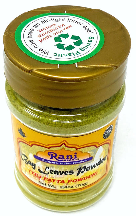 Rani Bay Leaf (Leaves) Powder 2.4oz (70g) PET Jar, All Natural ~ Gluten Friendly | NON-GMO | Vegan | Indian Origin (Tej Patta)