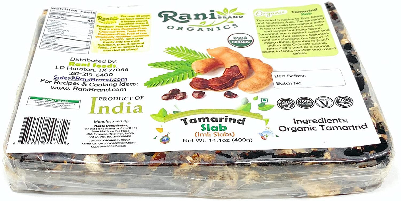 Rani Organic Tamarind Slabs (Imli Slabs) 14oz (400g) ~ Natural | No added sugar | Vegan | Gluten Free | NON-GMO | USDA Certified Organic