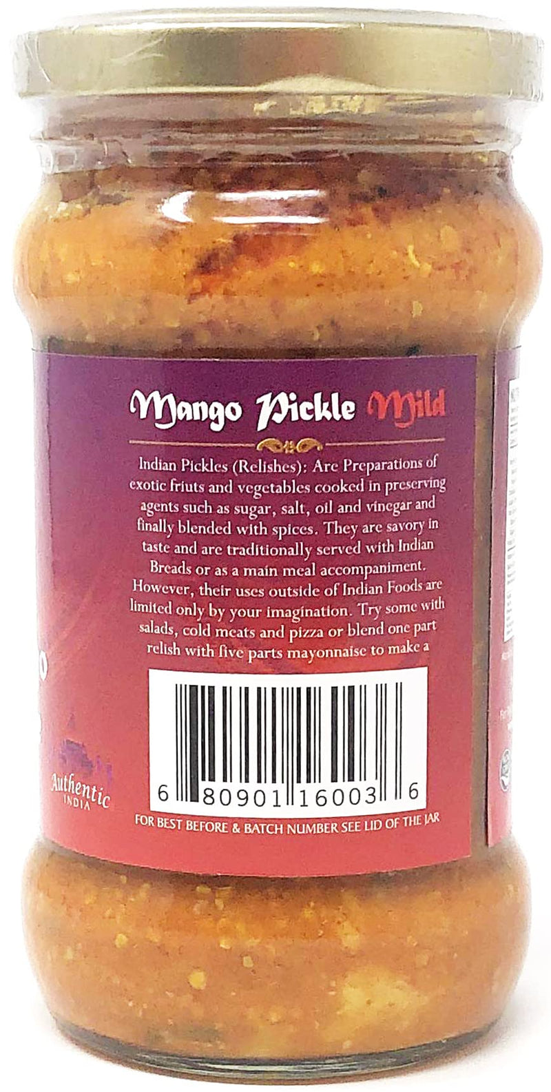 Rani Mango Pickle MILD (Achar, Indian Relish) 10.5oz (300g) Glass Jar ~ Vegan | Gluten Free | NON-GMO | No Colors | Popular Indian Condiment, Indian Origin