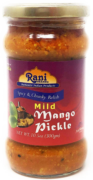 Rani Mango Pickle MILD (Achar, Indian Relish) 10.5oz (300g) Glass Jar ~ Vegan | Gluten Free | NON-GMO | No Colors | Popular Indian Condiment, Indian Origin