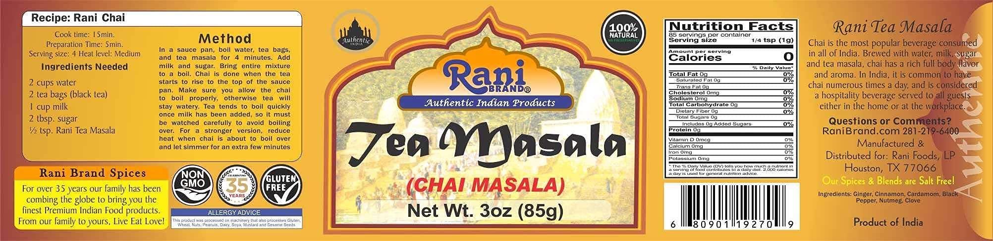 Natural Rani Tea (Chai) Masala & Loose Tea Leaves 
