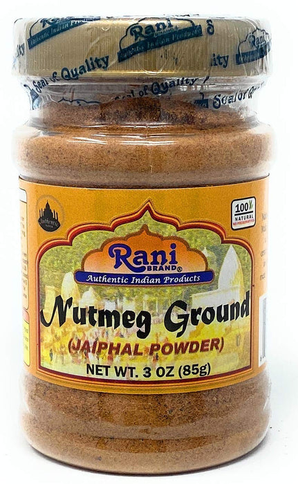 Rani Nutmeg (Jaiphul) Ground Powder Spice 3oz (85g) PET Jar ~ All Natural | Vegan | Gluten Friendly | NON-GMO | Indian Origin