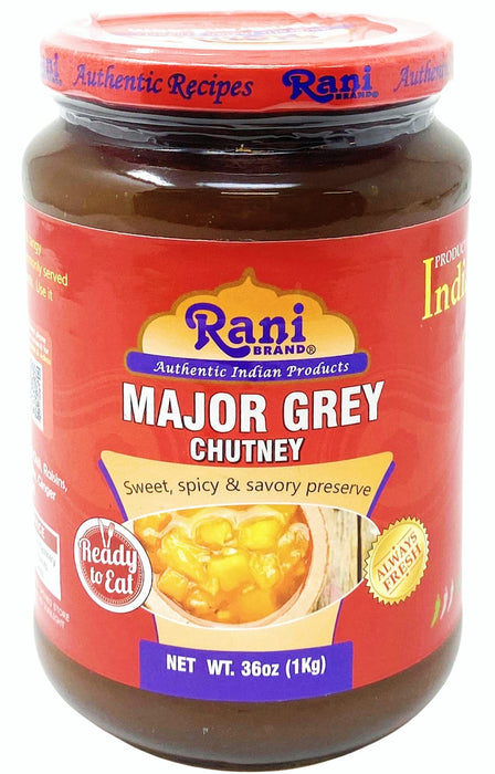 Rani Major Grey Mango Chutney (Indian Preserve) 36oz (2.2lbs) 1kg Value Pack, Glass Jar, Ready to eat, Vegan ~ Gluten Free, All Natural, NON-GMO