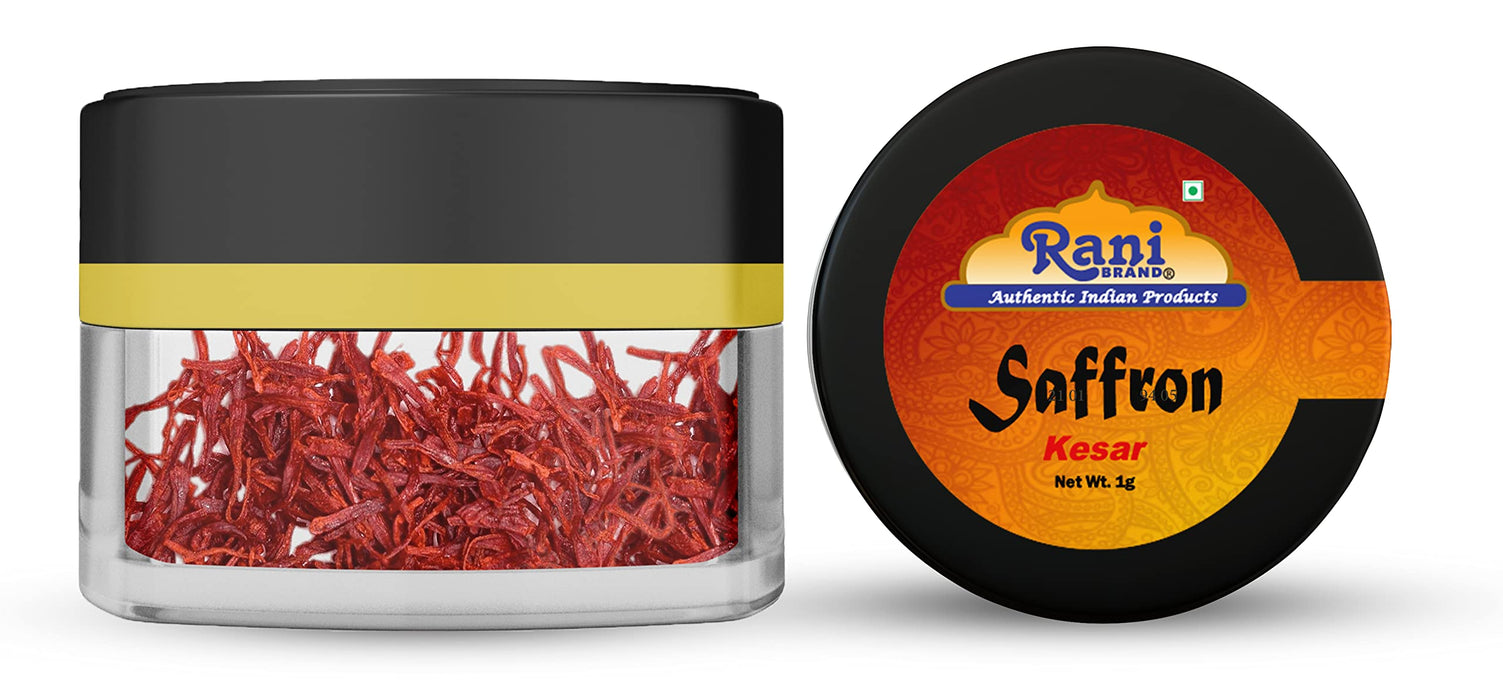 Rani Pure Saffron (Kesar) from India, Fragrant & Full Flavor, Great for Cooking, Tea & Medicinal, Grade A all red threads, 1gm (0.035oz) PET Jar