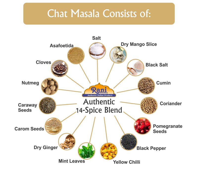 Rani Chat Masala (14 Spice Seasoning Salt) Tangy Indian Seasoning 3.5oz (100g) ~ All Natural | No MSG | Vegan | No Colors | Gluten Friendly | NON-GMO