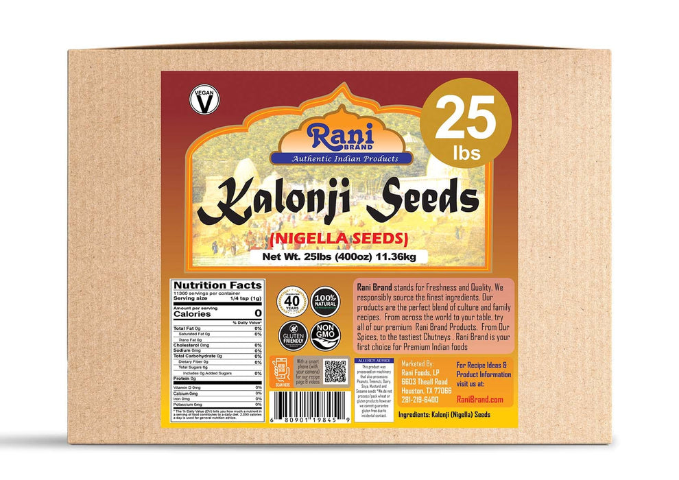 Rani Kalonji Seeds Whole (Black Seed, Nigella Sativa, Black Cumin) Spice 400 Ounce (25lbs) 11.36kg ~ Bulk Box, Gluten Friendly | NON-GMO | Vegan