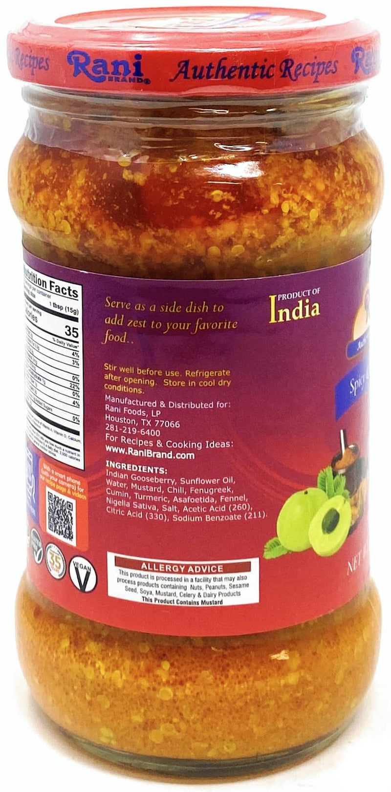 10.5oz Rani Amla Pickle (Spicy Gooseberry Relish with Spices)