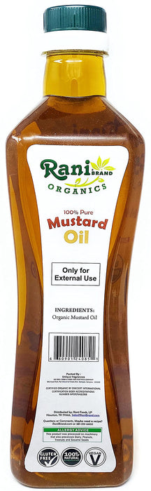 Rani Organic Mustard Oil (Cold Pressed) 33.8oz (1 Liter) ~ 100% Natural | Vegan | Gluten Free | NON-GMO | Indian Origin