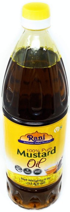 Rani Mustard Oil (Kachi Ghani) 33.8 Ounce (1 Liter) Pack of 2, NON-GMO | Gluten Free | Vegan | 100% Natural