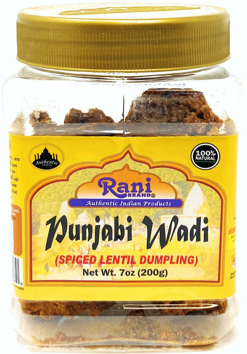 Rani Punjabi Wadi (Vadi) Lentil Spiced Flour Balls 7oz (200g) PET Jar ~ High Protein, All Natural | Vegan | No Colors | Indian Origin