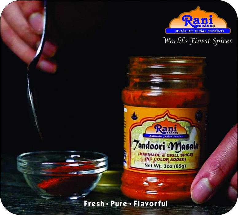 Rani Tandoori Masala (Natural, No Colors Added) Indian 11-Spice Blend 3oz (85g) PET Jar ~ Salt Free | Vegan | Gluten Friendly | NON-GMO | Kosher | Indian Origin