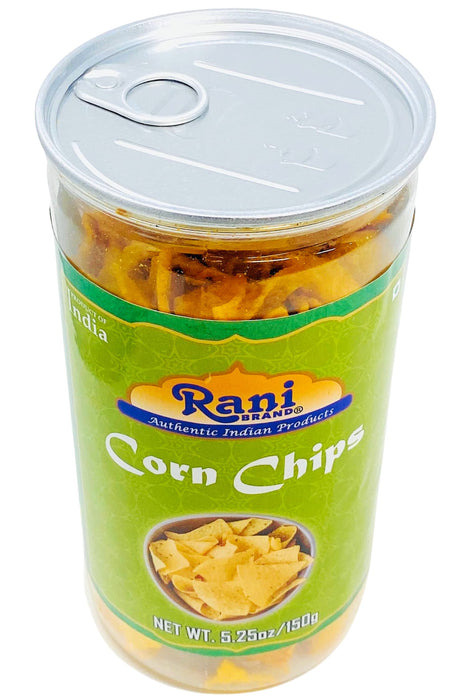 Rani Corn Chips 5.25oz (150g) Vacuum Sealed, Easy Open Top, Resealable Container ~ Indian Tasty Treats | All Natural | Vegan | NON-GMO | Indian Origin