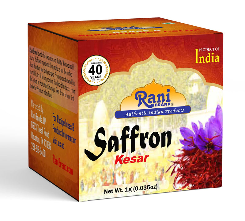 Rani Pure Saffron (Kesar) from India, Fragrant & Full Flavor, Great for Cooking, Tea & Medicinal, Grade A all red threads, 1gm (0.035oz) PET Jar