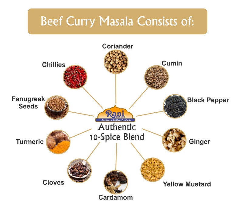 Rani Beef Curry Masala Natural 10-Spice Blend 3oz (85g) PET Jar ~ Salt Free | Vegan | Gluten Friendly | NON-GMO | No Colors | Indian Origin