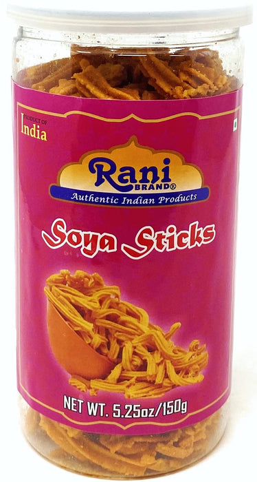 Rani Soya Sticks 5.25oz (150g) Vacuum Sealed, Easy Open Top, Resealable Container ~ Indian Tasty Treats | All Natural | Vegan | NON-GMO