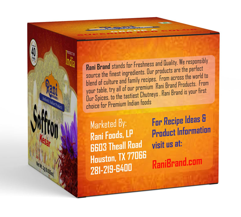 Rani Pure Saffron (Kesar) from India, Fragrant & Full Flavor, Great for Cooking, Tea & Medicinal, Grade A all red threads, 1gm (0.035oz) PET Jar
