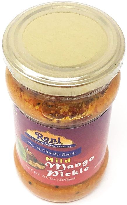 Rani Mango Pickle MILD (Achar, Indian Relish) 10.5oz (300g) Glass Jar ~ Vegan | Gluten Free | NON-GMO | No Colors | Popular Indian Condiment, Indian Origin