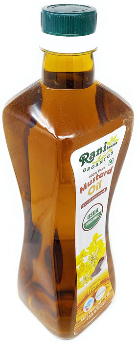 Rani Organic Mustard Oil (Cold Pressed) 33.8oz (1 Liter) ~ 100% Natural | Vegan | Gluten Free | NON-GMO | Indian Origin