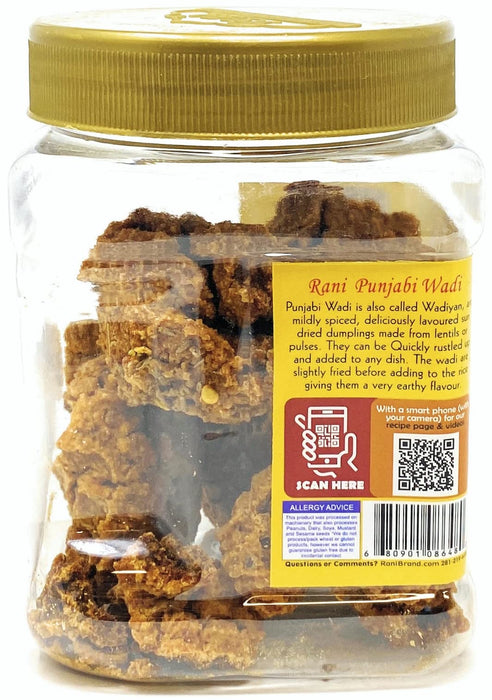 Rani Punjabi Wadi (Vadi) Lentil Spiced Flour Balls 7oz (200g) PET Jar ~ High Protein, All Natural | Vegan | No Colors | Indian Origin