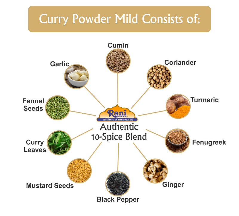 Rani Curry Powder Mild Natural 10-Spice Blend 400oz (25lbs) 11.36kg Bulk Box ~ Salt Free | NO Chili or Peppers | Vegan | No Colors | Gluten Friendly