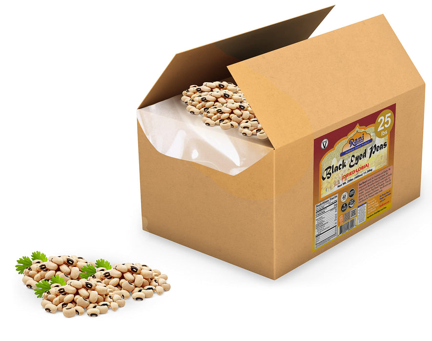 Rani Black Eyed Peas, Dried (Lobhia) 400oz (25lbs) 11.36kg Bulk Box ~ All Natural | Vegan | Gluten Friendly | Product of USA