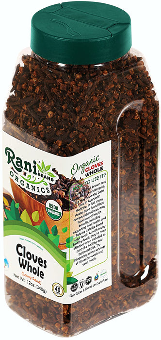 Rani Organic Cloves Whole (Laung Sabut) 12oz (340g) PET Jar, Great for Food, Tea, Pomander Balls and Potpourri ~ All Natural | USDA Certified Organic
