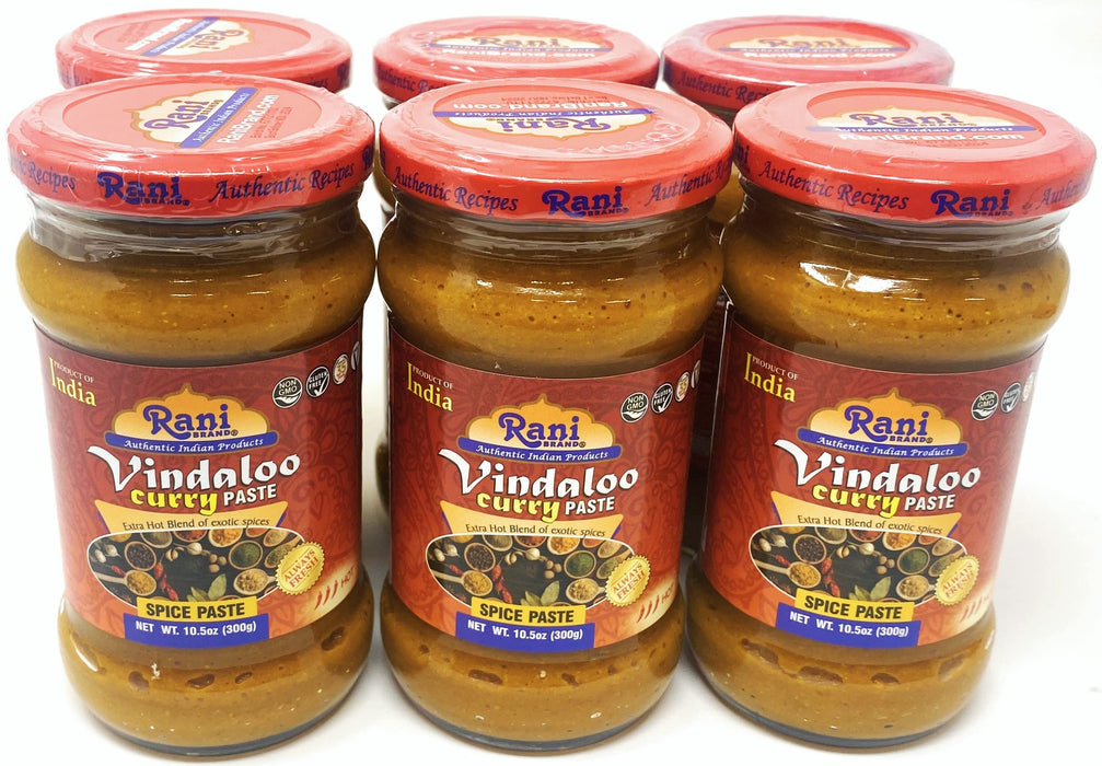 Rani Vindaloo Curry Cooking Spice Paste, Hot! 10.5oz (300g) Glass Jar, Pack of 5+1 FREE ~ No Colors | All Natural | NON-GMO | Vegan | Gluten Free