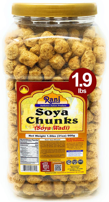 Rani Soya Chunks Nuggets (High Protien) Vadi, 31oz (1.9lbs) 900g ~ All Natural, Salt-Free | Vegan | No Colors | Gluten Friendly | NON-GMO | Indian Origin | Meat Alternate Substitute