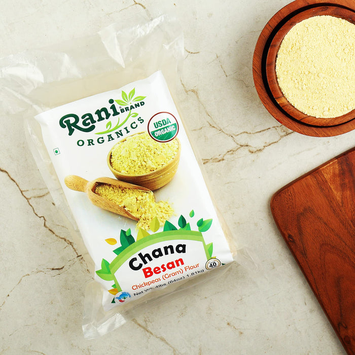 Rani Organic Chana Besan - Chickpeas (Gram) Flour 64oz (4lbs) 1.81kg Bulk ~ All Natural | Vegan | Gluten Friendly | NON-GMO | Indian Origin