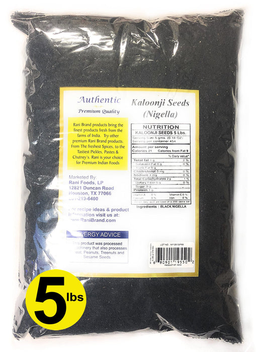 Rani Kalonji Seeds Whole Spice (Black Seed, Nigella Sativa, Black Cumin) 80oz (5lbs) 2.27kg ~ All Natural | Gluten Friendly | NON-GMO | Vegan