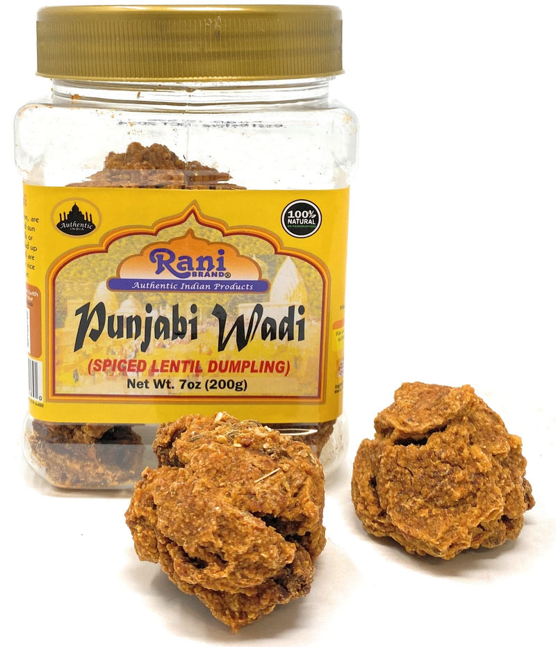 Rani Punjabi Wadi (Vadi) Lentil Spiced Flour Balls 7oz (200g) PET Jar ~ High Protein, All Natural | Vegan | No Colors | Indian Origin
